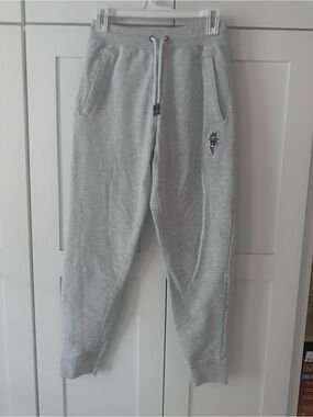 GOAT USA Light Grey Women's Drawstring Track Joggers with Embroidered Detail